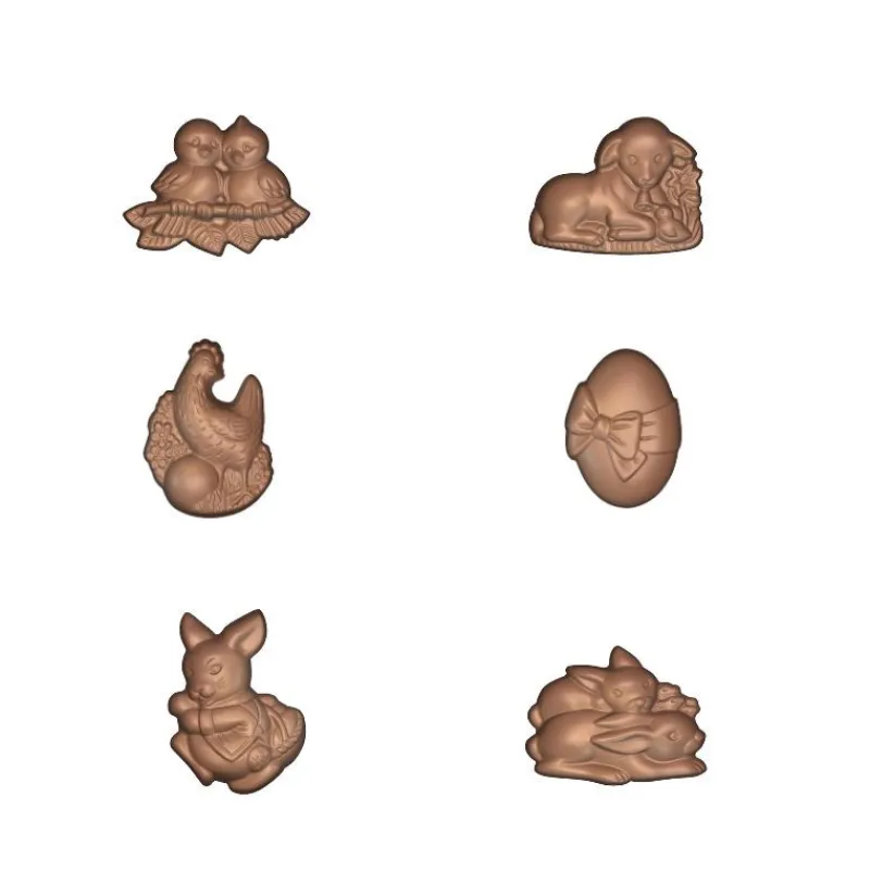 Cerf Dellier Moule friture en chocolat 6 sujets de Pâques