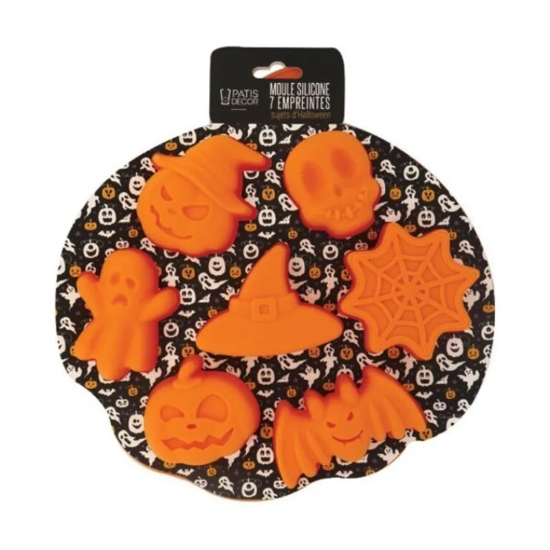 Cerf Dellier Moule Silicone 7 Empreintes Sujets d'Halloween - Ø 25,5 cm