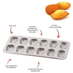 Cerf Dellier Plaque à 12 madeleines en fer blanc Gobel