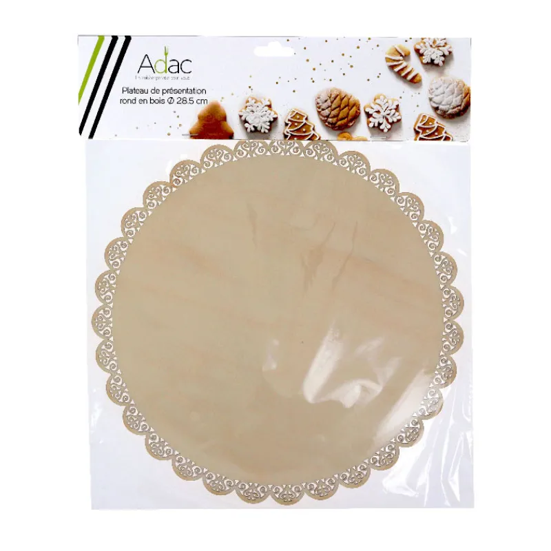 New Cerf Dellier Plateau de présentation rond en bois - Ø 28,5 cm