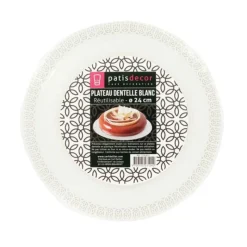 Best Cerf Dellier Plateau dentelle rond blanc