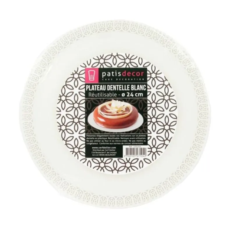 Best Cerf Dellier Plateau dentelle rond blanc