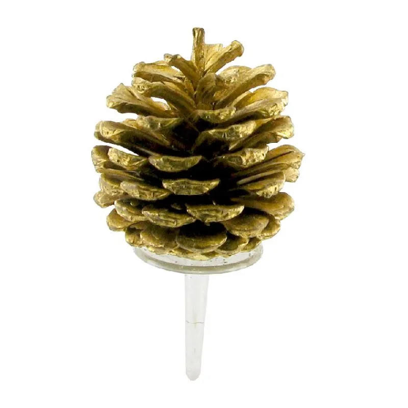 Hot Cerf Dellier Pommes de pin dorées sur pique (x30)