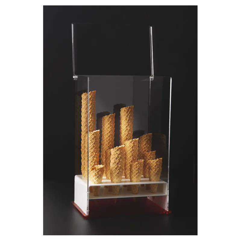 Sale Cerf Dellier Porte-cornets à glace vertical 12 trous de 35 mm avec couvercle articulé