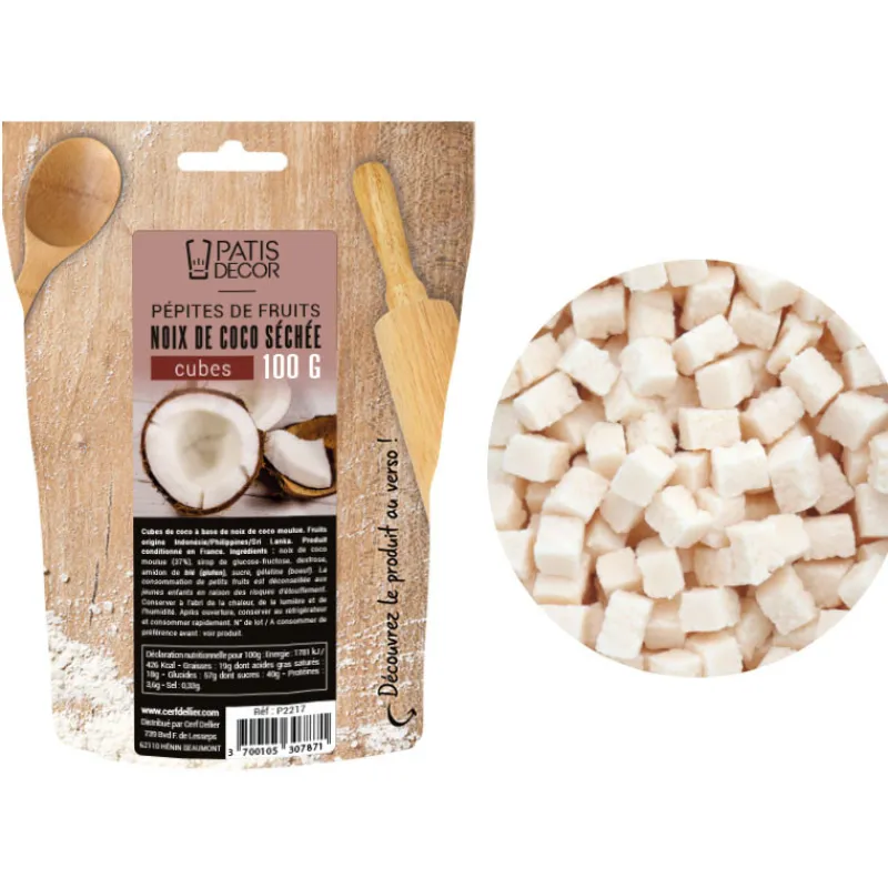 New Cerf Dellier Pépites de fruits noix de coco séchée cubes 100 g