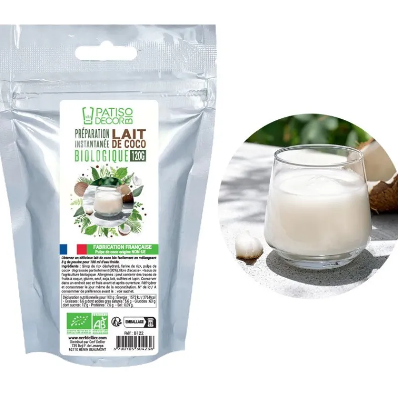 Sale Cerf Dellier Préparation instantanée pour lait de coco biologique 120 g - DDM 08/24
