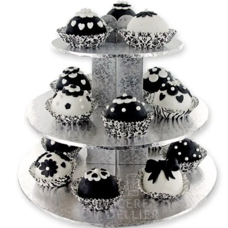 Best Cerf Dellier Présentoir cupcakes argent rond