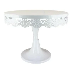 Cerf Dellier Présentoir gâteau blanc broderie Ø 23 cm