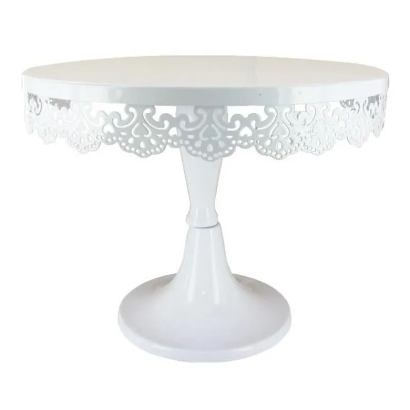 Cerf Dellier Présentoir gâteau blanc broderie Ø 23 cm