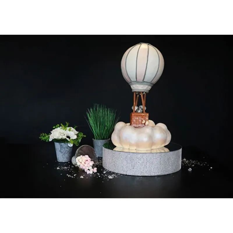 Hot Cerf Dellier Présentoir gâteau effet miroir et contour en strass 20 cm