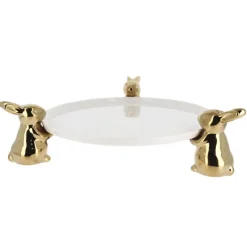 Online Cerf Dellier Présentoir gâteau en céramique pieds lapins dorés Ø 30 cm