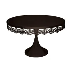 Hot Cerf Dellier Présentoir gâteau noir broderie Ø 30 cm