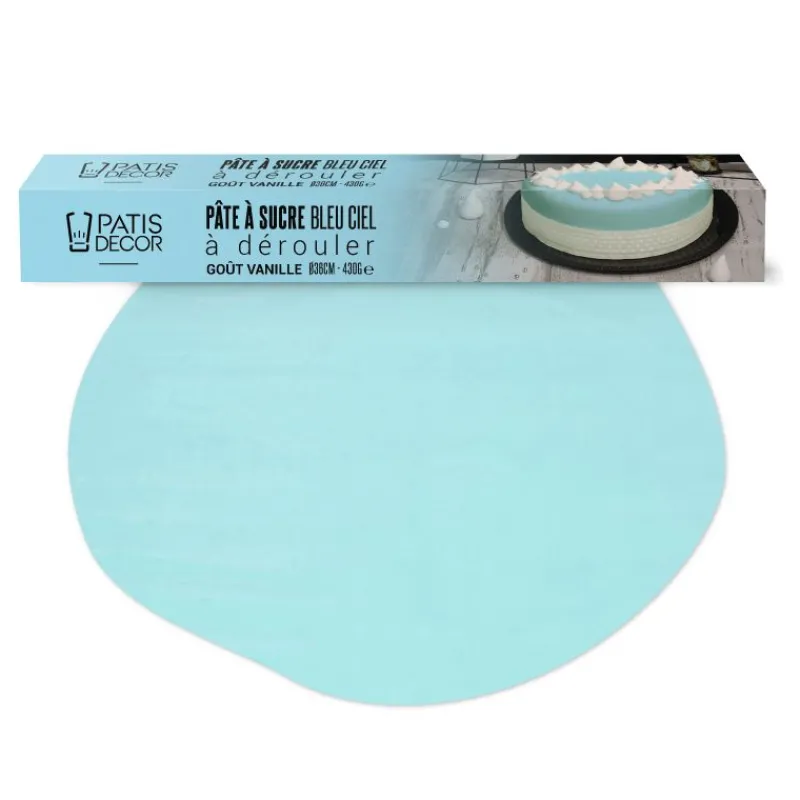 Sale Cerf Dellier Pâte à sucre bleue pastel étalée - DDM 09/24