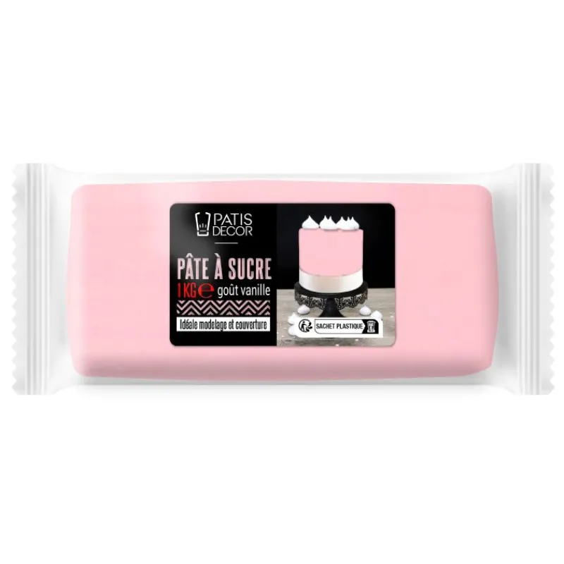 Best Cerf Dellier Pâte à sucre rose 1 kg - DDM 11/24