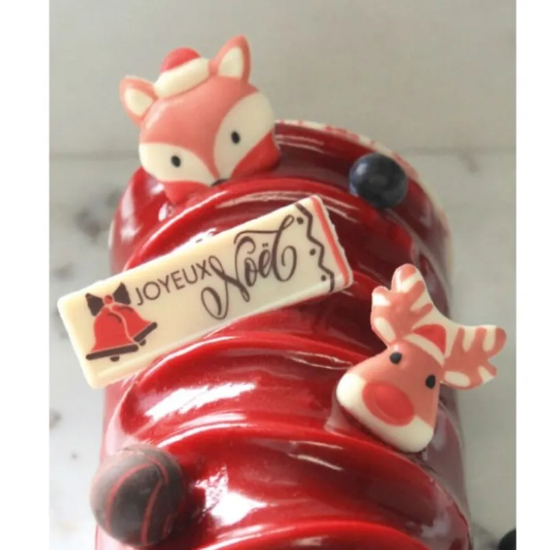 Outlet Cerf Dellier Rectangles Joyeuses Noël rouge assortis chocolat blanc (x80)