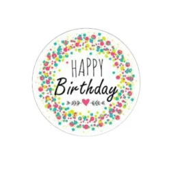 Hot Cerf Dellier Ronds azyme Joyeux Anniversaire 5 cm (x24)