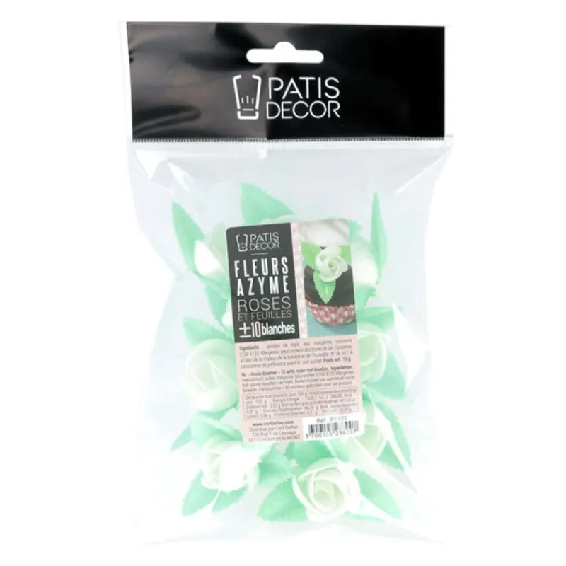 Cerf Dellier Roses blanches avec feuilles x10