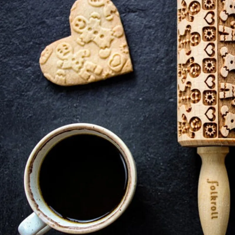 Best Cerf Dellier Rouleau empreintes en bois Bonhomme en pain d'épices