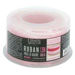 Hot Cerf Dellier Ruban pâte à sucre rose arabesques (1,25 m)