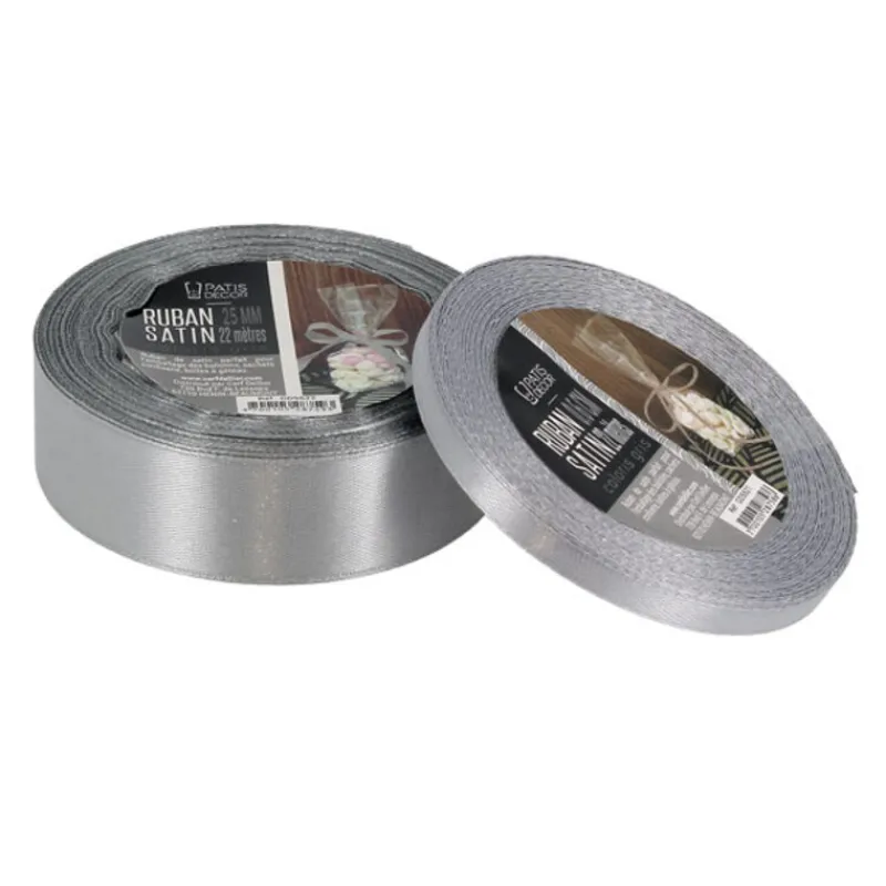 Clearance Cerf Dellier Ruban satin gris (22 m)