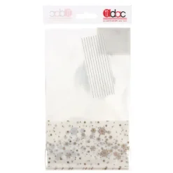Best Cerf Dellier Sachets bonbons flocons dorés + liens - 14 x 23 cm (x 10)
