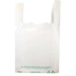 Online Cerf Dellier Sacs plastique bretelles blancs "Réutilisables" (x500)