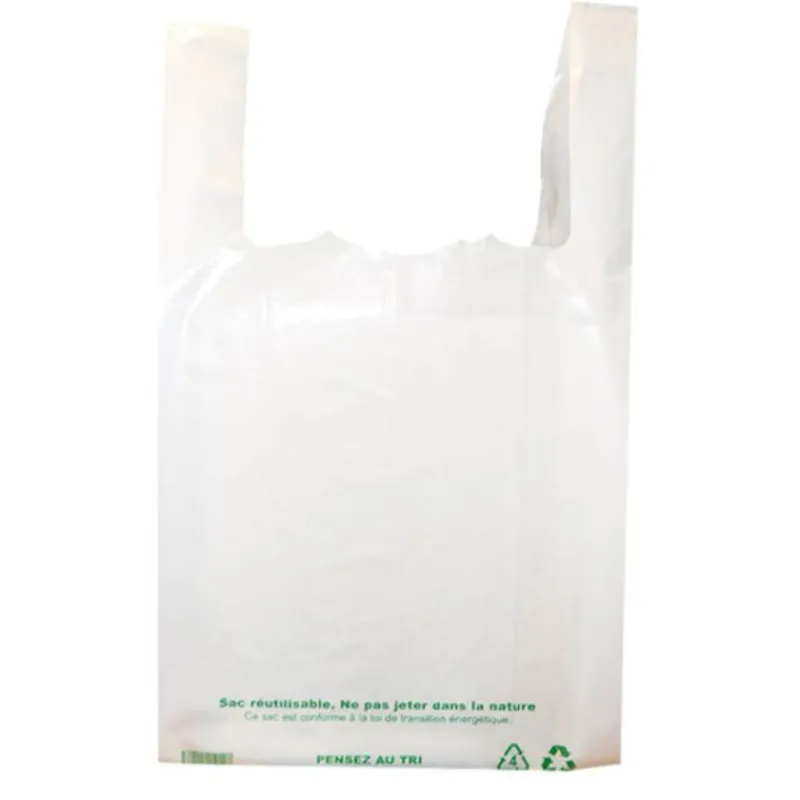 Online Cerf Dellier Sacs plastique bretelles blancs "Réutilisables" (x500)