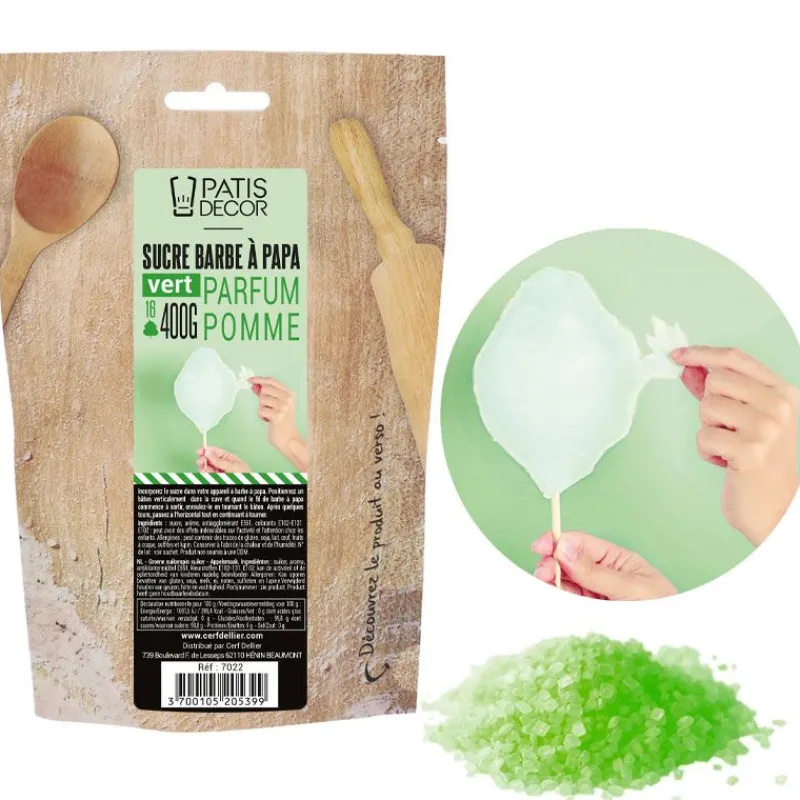 Outlet Cerf Dellier Sucre barbe à papa Pomme verte 400 g