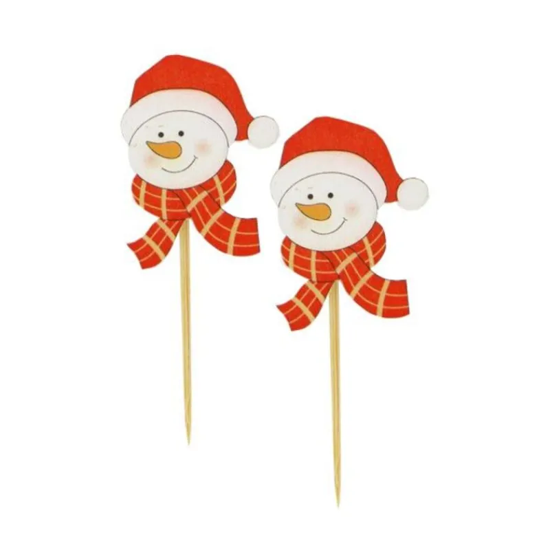 Clearance Cerf Dellier Tête bonhomme de neige Noël sur pique (x50)