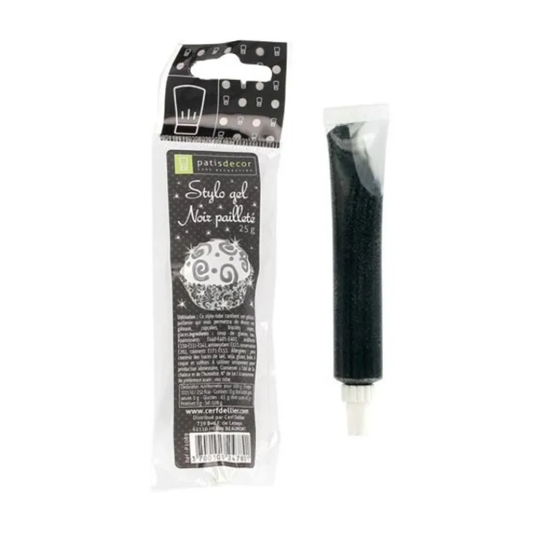 New Cerf Dellier Tube gel décor pailleté noir